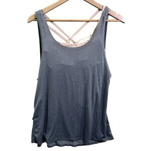 Lululemon Women's Blue Strappy Top Built-In Bra Medium Athleisure Yoga Racerback